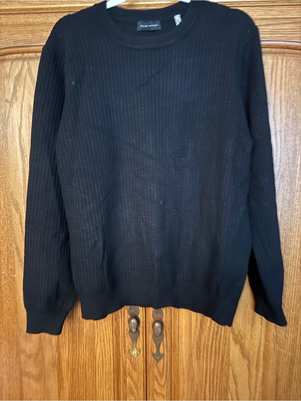 Elie Tahari Black Ribbed Crewneck Sweater